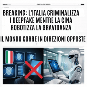 Breaking: L'Italia Criminalizza i Deepfake Mentre la Cina Robotizza la Gravidanza - Il Mondo Corre in Direzioni Opposte