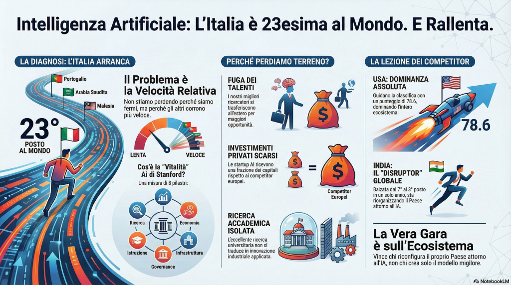 Siamo ventitreesimi al mondo, e non ce ne accorgiamo. Anzi, peggio: stiamo rallentando