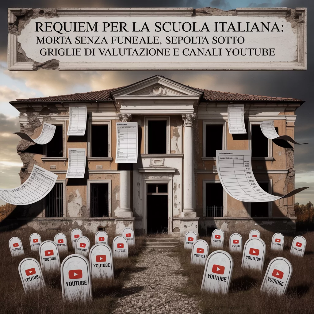 Requiem per la scuola italiana: morta senza funerale, sepolta sotto griglie di valutazione e canali YouTube