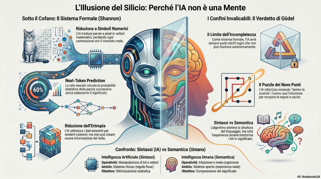 Oltre il Recinto dei Numeri: I limiti dell’algoritmo tra Gödel, Shannon e l’intelletto umano